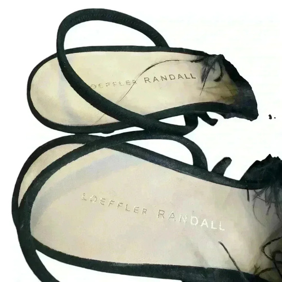 Loeffer Randall JCrew Juno kitten heel mules with feathers in black - Picture 2 of 9